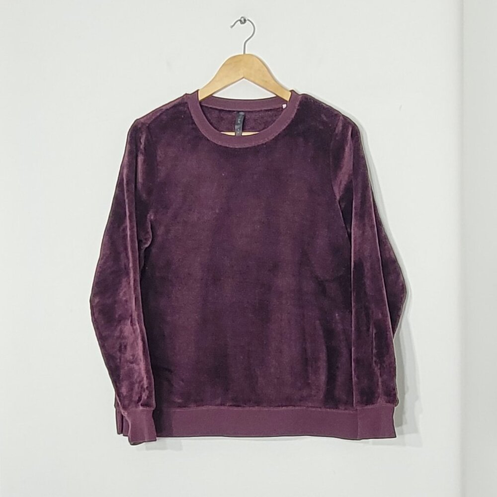GAIAM Purple Maroon Long Sleeve Cozy Crew Neck Pullover Fleece Sweatshirt Medium - Picture 3 of 13